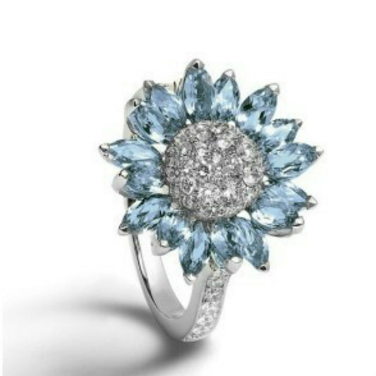 Sunflower - Ring 925 Sterling Silber mit Zirkonia